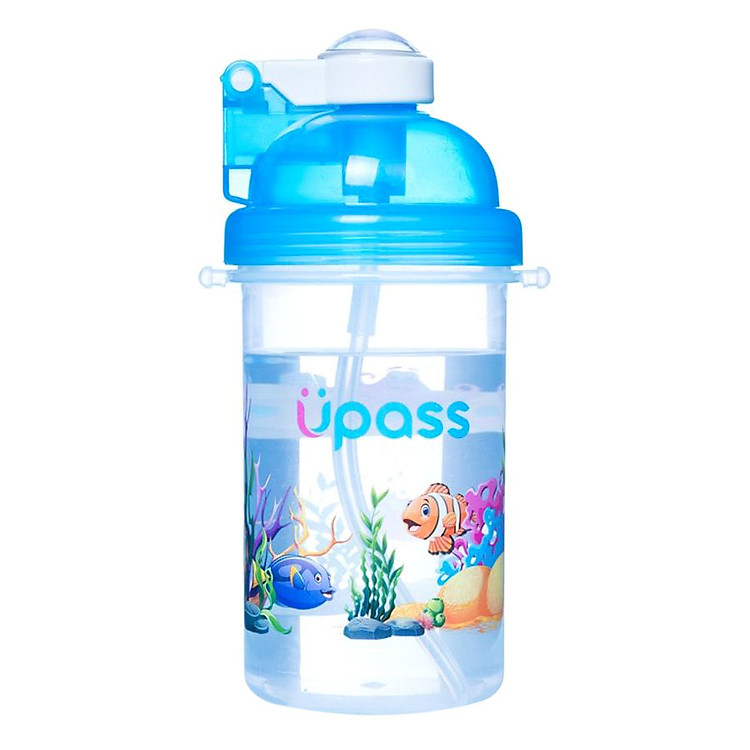 Bình Nước Nắp Bật Ống Hút Mềm Upass UP0621Y - Xanh (500ml)