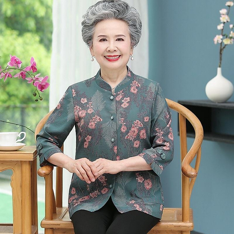 Áo bà ba cho mẹ cho bà, áo sơ mi nữ trung niên áo kiểu cổ tàu