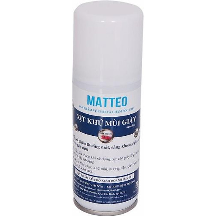 Xịt khử mùi giày Matteo công nghệ Nano Bạc 75ML