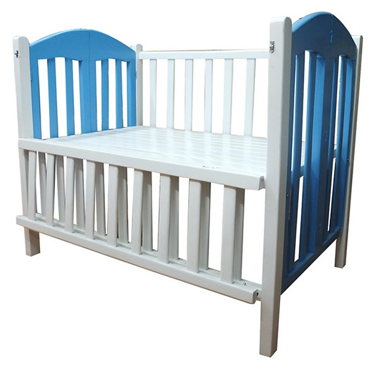 Giường cũi màu Trắng Xanh cao cấp cho bé - 80x120x90