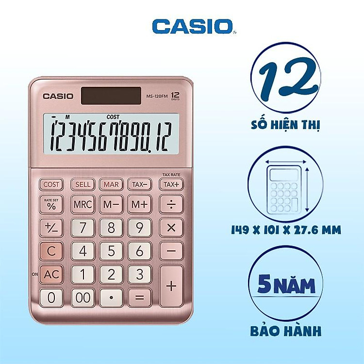 Máy Tính Casio MS-120FM (Màu Hồng) - Ảnh 2