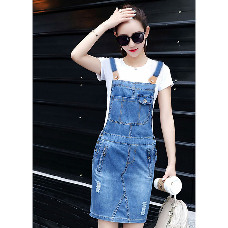 Yếm Jean Váy Nữ D693 - Xanh (Free Size)