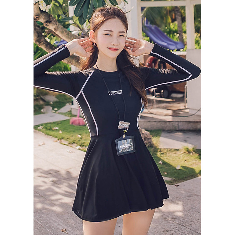 Set bơi 3 chi tiết dáng váy dài tay chống nắng, bikini 2 cách mặc, chất thun bơi đẹp, dễ mặc, phù hợp nhiều dáng người | KT067