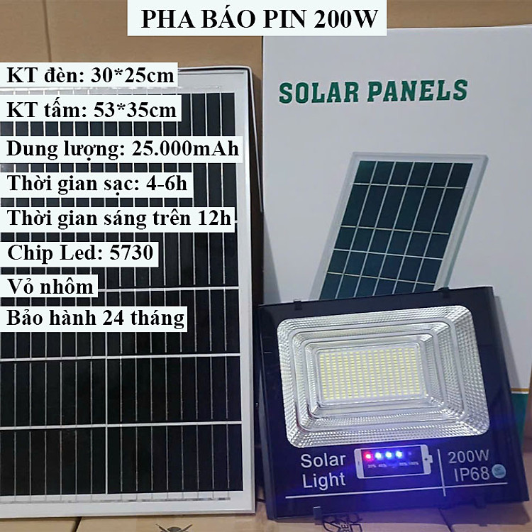 Đèn Pha Năng Lượng Mặt Trời Mẫu Mới 200w IP67