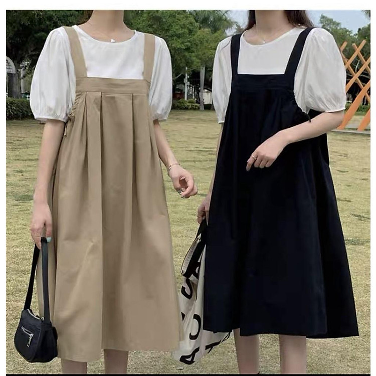 Set yếm babydoll hai chi tiết, đầm babydoll tiểu thư phong cách ulzzang