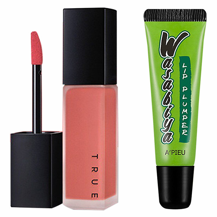 Combo Son Kem A'Pieu True Matt CR02 (5.7g) và Son Dưỡng A'Pieu Wasabiya Lip Plumper (10g)