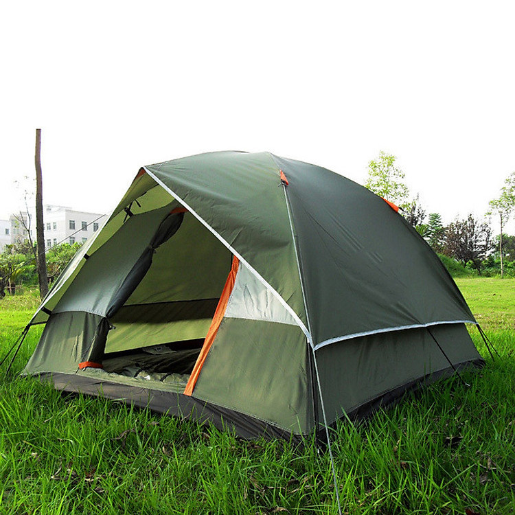 Lều Cắm Trại Dã Ngoại 4 Người 2 Lớp - Xanh Lính Loại Xịn