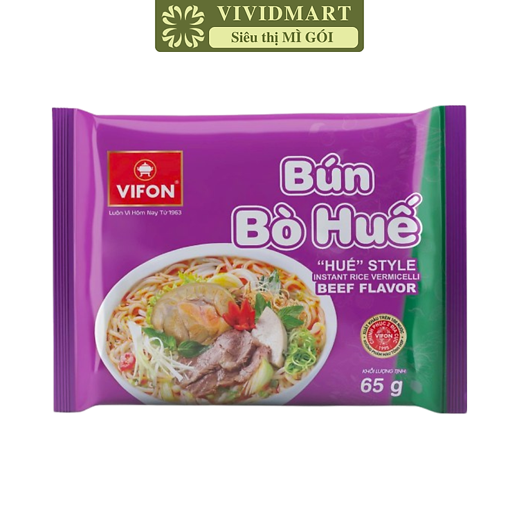VIFON - Bún Vifon hương vị Bún bò Huế, Bún bò Huế Vifon Bún bò Huế, Bún bò Vifon Bún bò ăn liền (65g/gói)