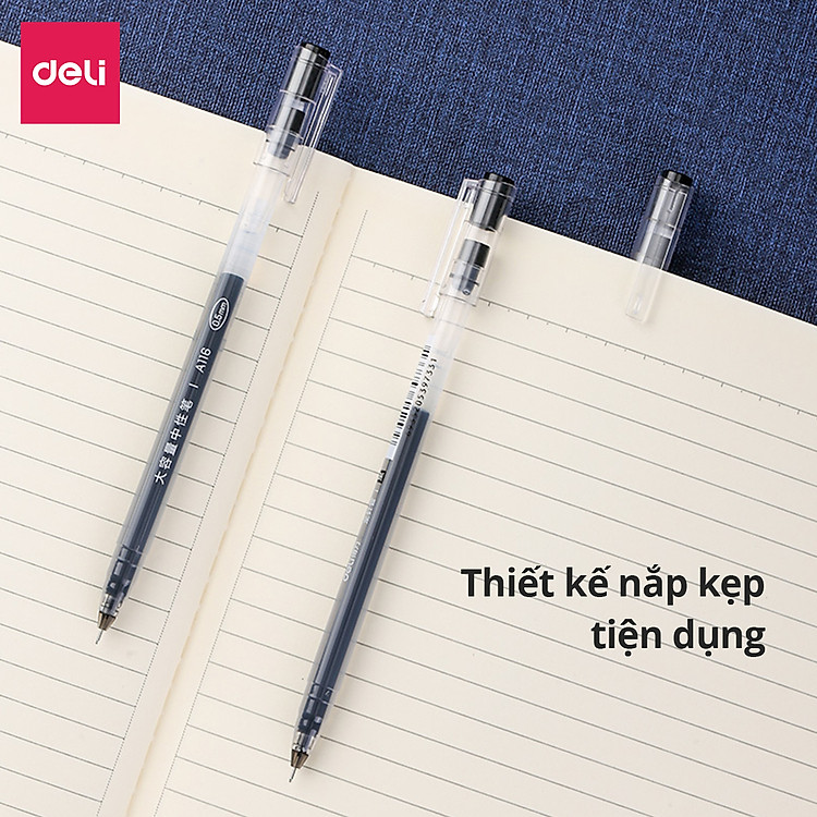 Bút Gel 0.5mm Deli (1 chiếc) - Mực đỏ/Xanh/Đen - Ảnh 7