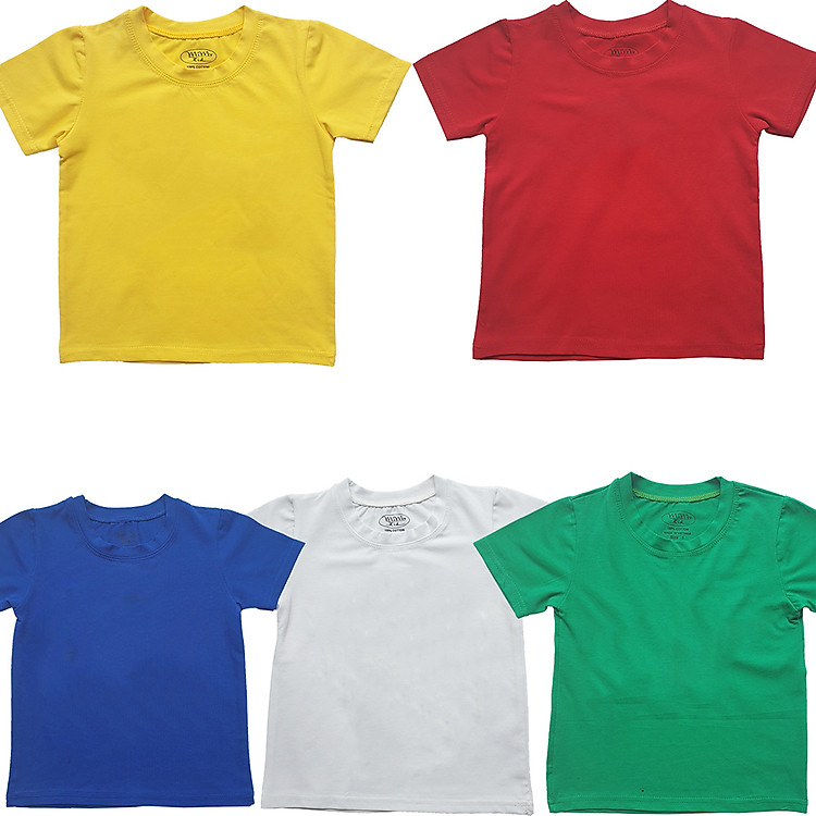 Combo 5 áo thun bé trai bé gái nước giải khát cho bé từ 8kg đến 23kg, vải mát 100% cotton cao cấp, thấm hút tốt