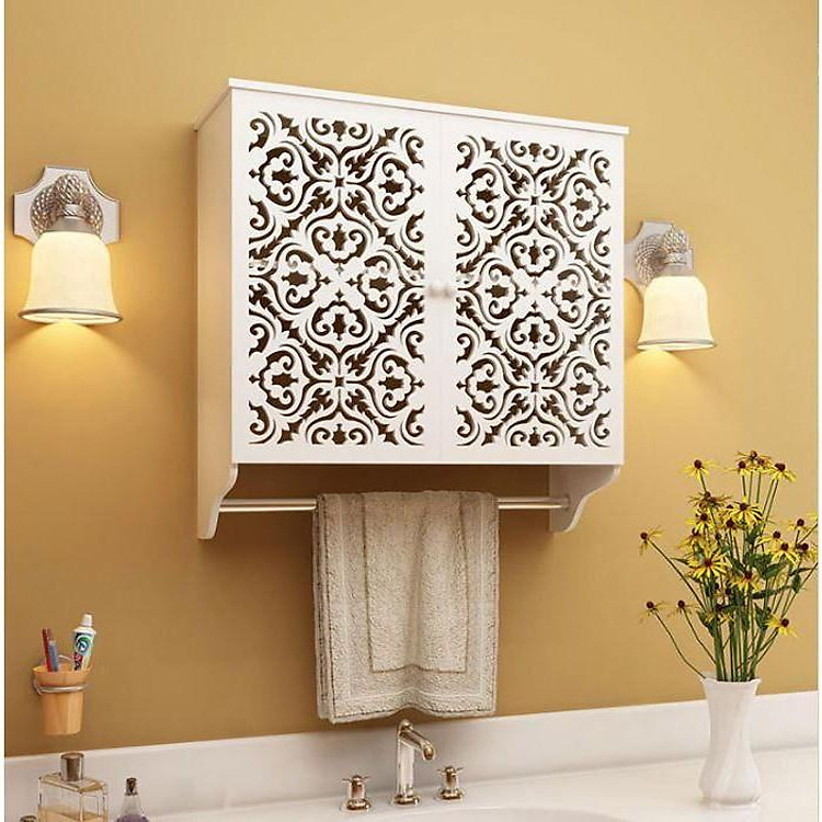 Tủ nhà tắm treo tường 2 cánh lớn TK02 - Kệ lắp ráp treo tường nhà tắm ( 60x50x20cm)