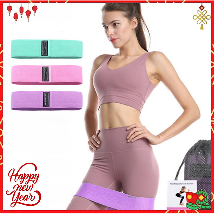 Bộ 3 dây đàn hồi kháng lực tập squad , hộ trợ tập mông , đùi Cleacco Aolikes, với nhiều màu sắc khác nhau phù hợp với nhiều mức độ lực tương ứng, tặng kèm sách hướng dẫn - Hàng chính hãng