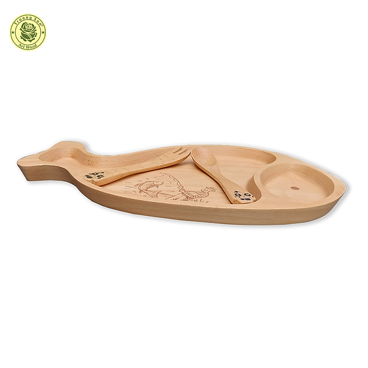 Khay Ăn Gỗ Beech Hình Con Cá Chính hãng Tiết kiệm - Hình ảnh 3