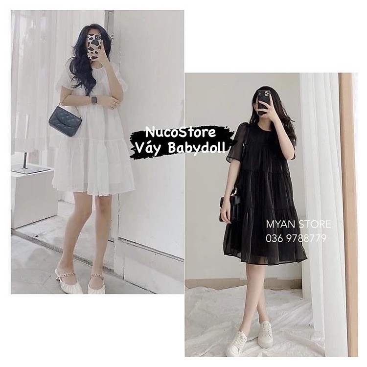 Váy Babydoll bồng bềnh voan tơ - đầm tiểu thư
