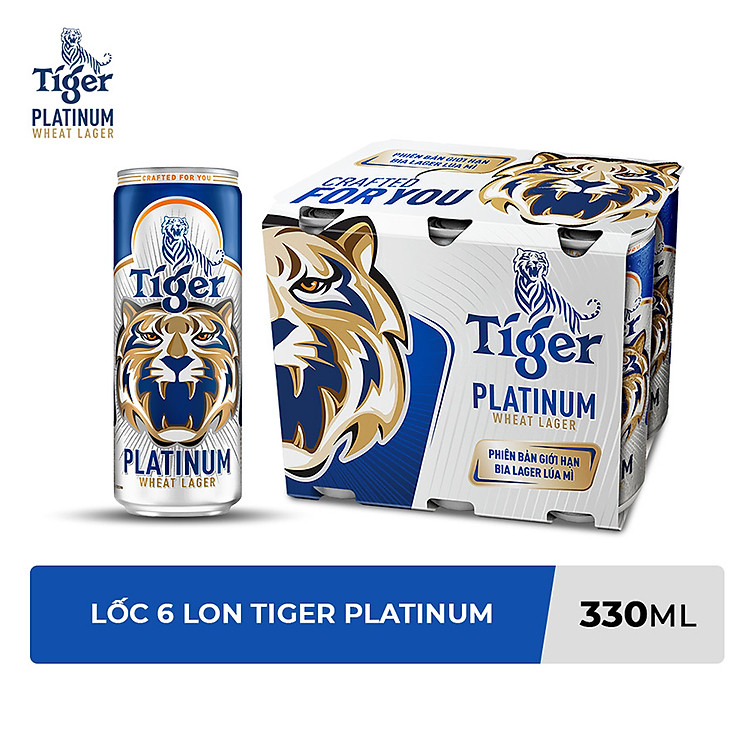 Lốc 6 lon bia lúa mì Tiger Platinum Wheat Lager 330ml/lon