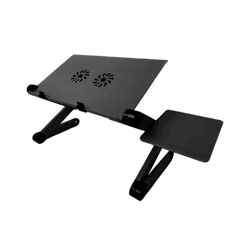 Bàn kê laptop bằng nhôm có 2 quạt tản nhiệt và bàn di chuột T8