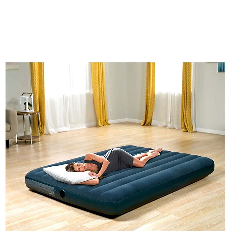 Nệm hơi 4 mùa công nghệ mới , phủ nhung INTEX kèm bơm điện