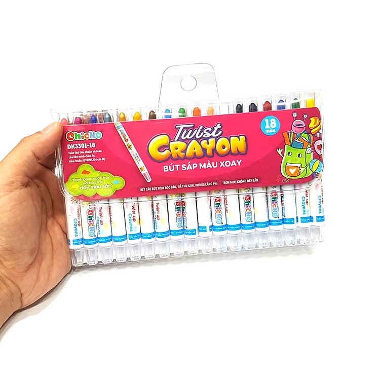 Bút Sáp Màu Xoay DK 3301-18 (18 màu) - Ảnh 4