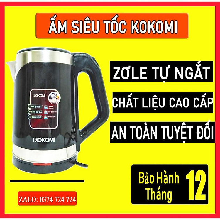 Ấm Siêu Tốc kokomi 2 Lit - Bền Bỉ, Nước Sôi Nhanh