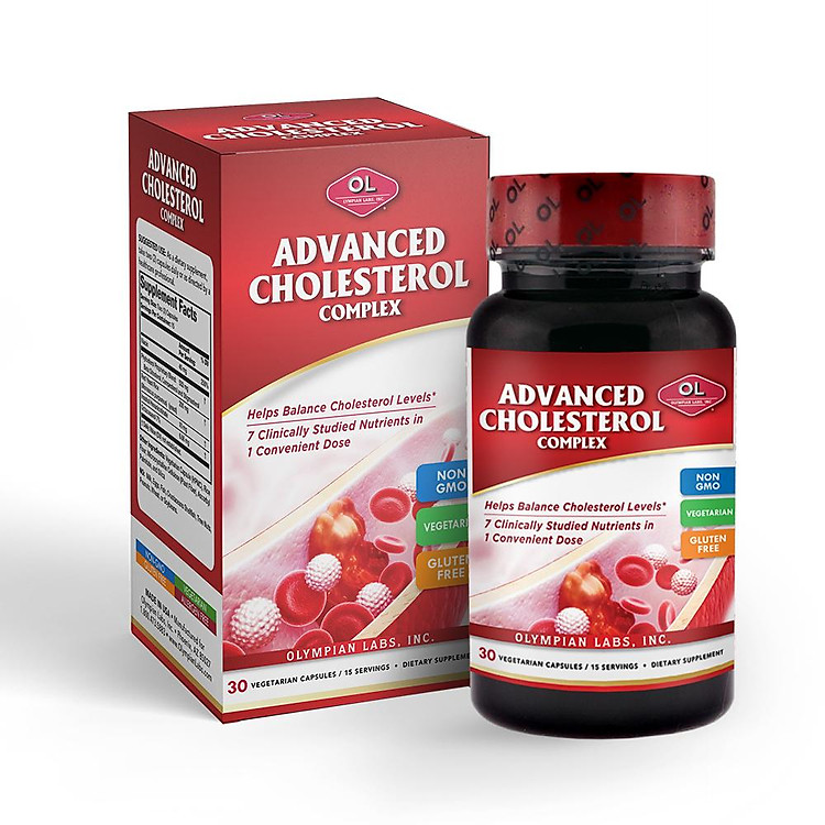 Viên Uống Giảm Mỡ Máu Olympian Labs Advanced Cholesterol Complex Hỗ Trợ Điều Hòa Đường Huyết - Hộp 30 Viên