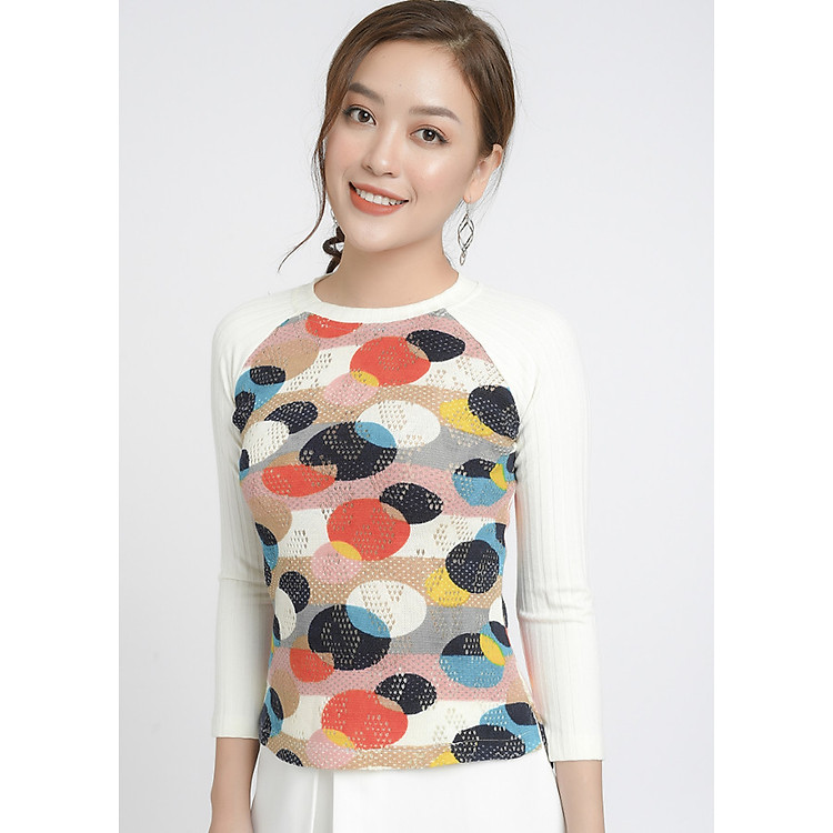 Áo len croptop phối tay Lamer L61W18T031 (trắng)
