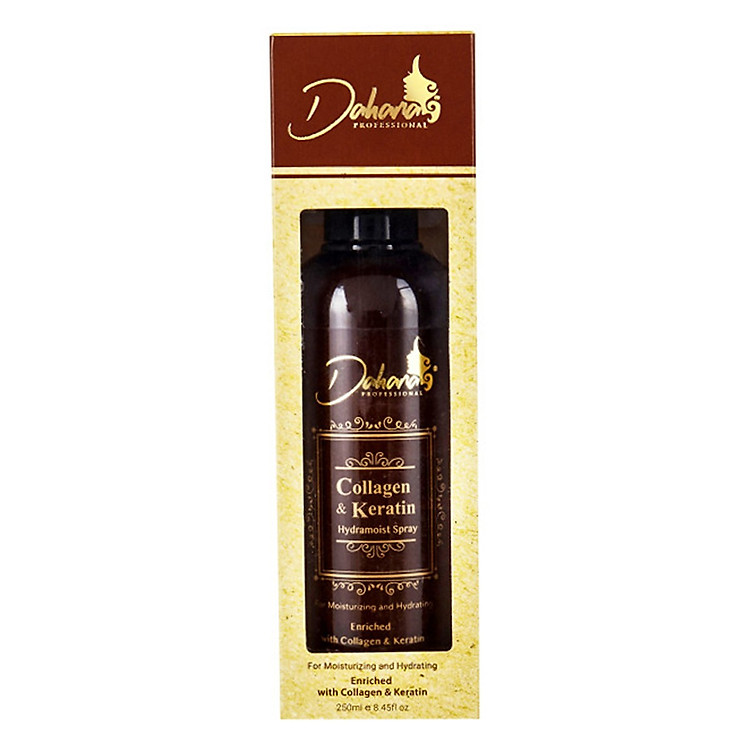 Xịt dưỡng ẩm tóc siêu mượt DAHANA Collagen & Keratin cho tóc khô hư tổn 250ml