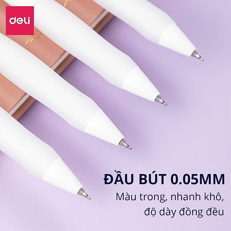 Bút Bi Nước Mực Gel Ngòi 0.5mm Deli (Ngòi đen) - Ảnh 7