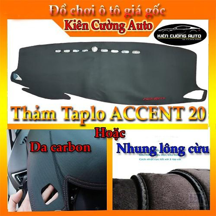 Thảm Taplo Hyundai Accent 2017-2023 loại da dày cao cấp 3 lớp chống trượt Da Carbon đen