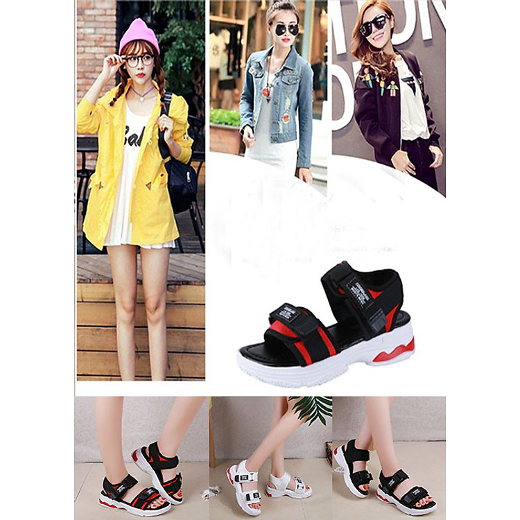 Dép Quai Hậu Nữ Sandal Nữ Xinh Tăng Chiều Cao Đế Đỏ Mới