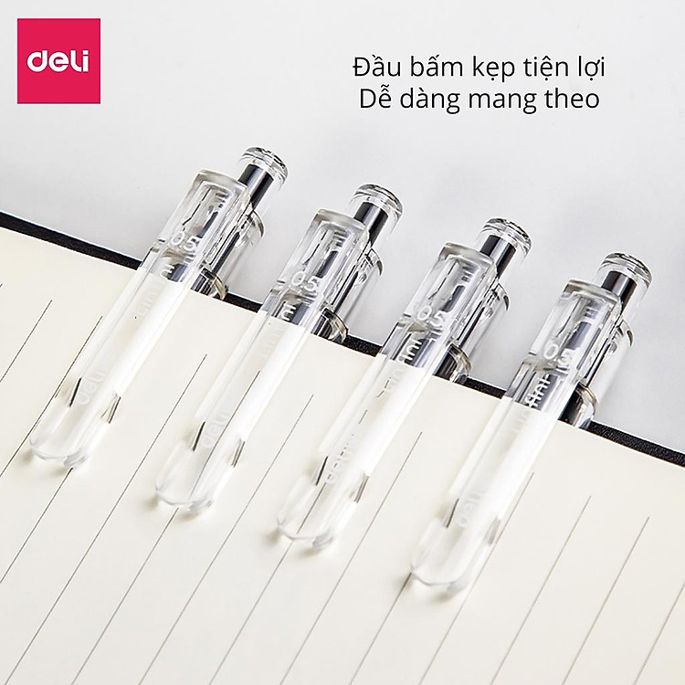 Bút bi gel Deli A575 (1 ngòi, mực đen, 0.5mm) - Ảnh 5