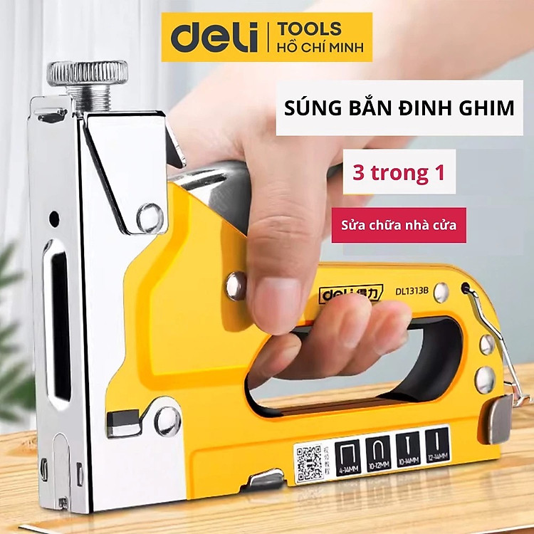 Súng Bắn Ghim DELI TOOLS Cầm Tay Đa Năng