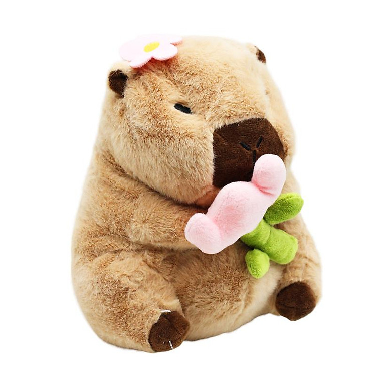 Thú Bông Capybara Ôm Hoa 25 cm Chính hãng Tiết kiệm - Hình ảnh 3