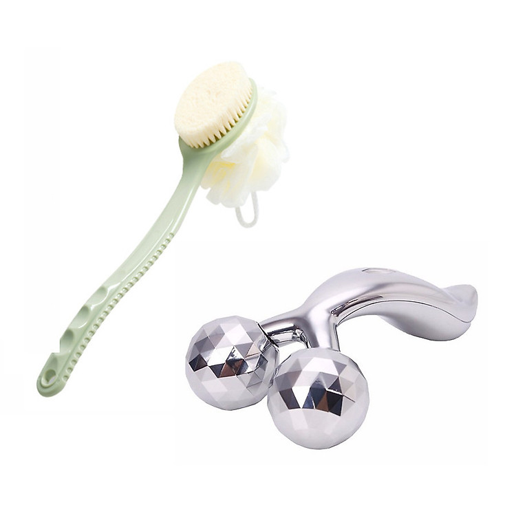 Dụng cụ tắm đa năng bàn chải kỳ lưng và bông tắm tạo bọt KR100 - Tặng thanh lăn Massage 3D lưng cằm vai cổ sau khi tắm