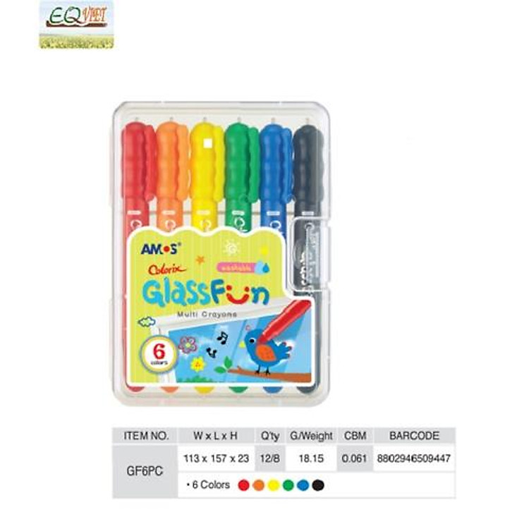 Bút Vẽ Trang Trí Kính AMOS GlassFun Multi Crayons (6 màu)