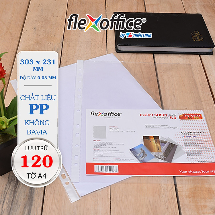 Bìa Lỗ Không Viền A4 Flexoffice FO-CS02