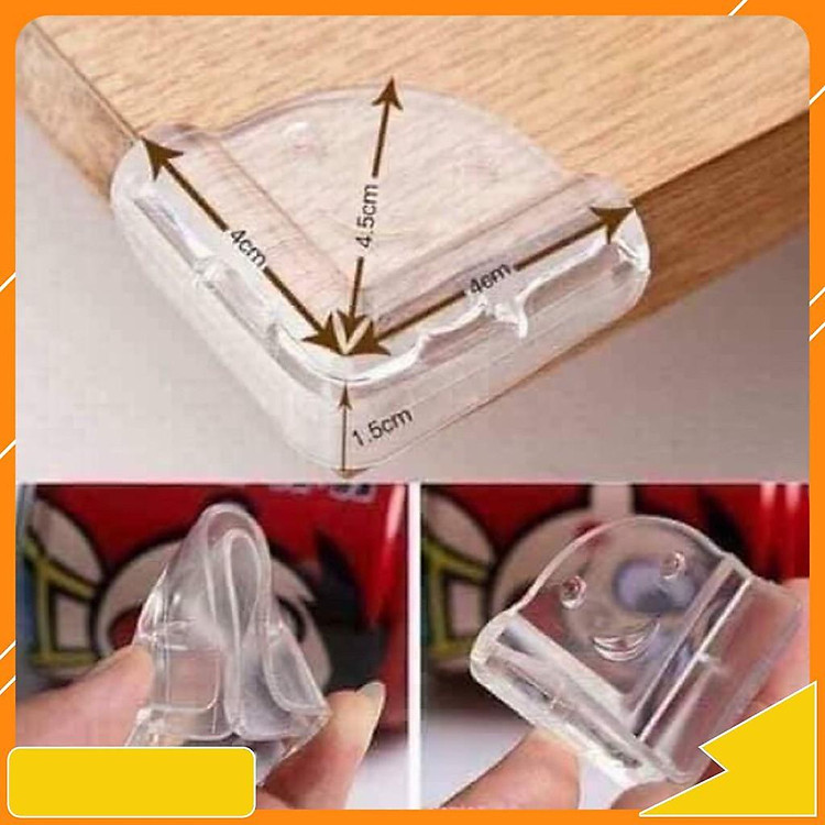 Miếng Bịt Góc Bàn Silicon Cao Cấp,️ Bịt Cạnh Góc Vuông An Toàn Cho Bé Kèm Miếng Dính