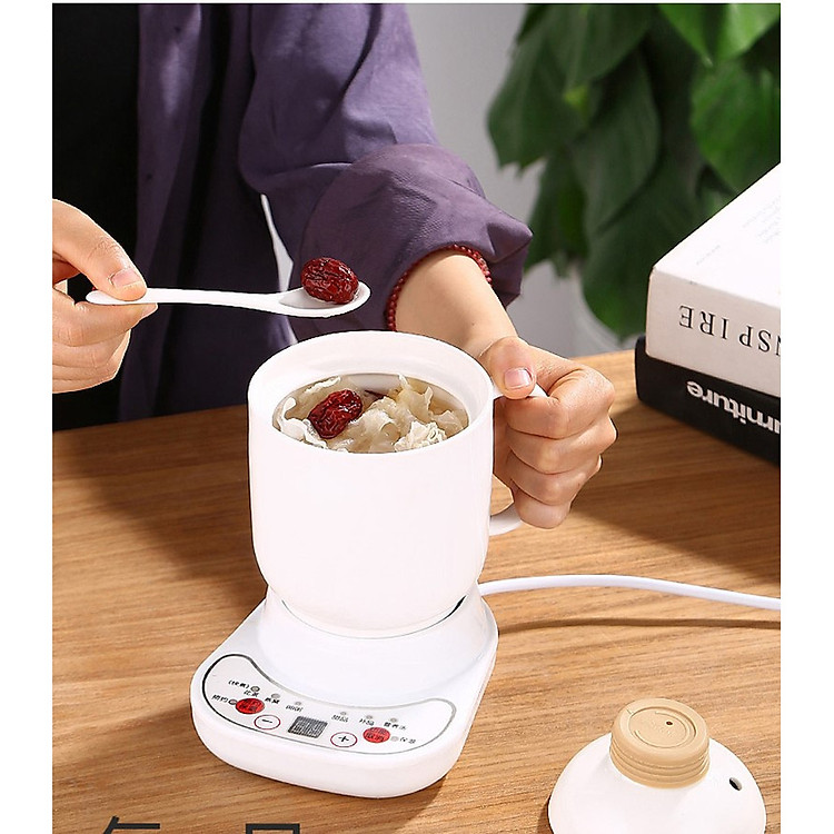 Nồi dạng ấm bằng sứ chưng yến, hầm,nấu cháo, nấu tiềm có hẹn giờ vân đá