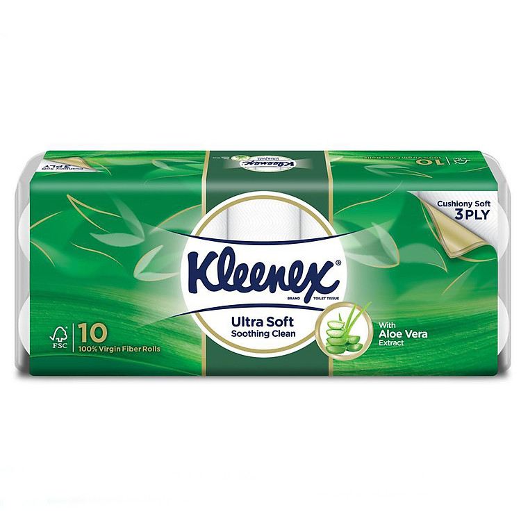 Giấy Vệ Sinh Cuộn Nhỏ Kleenex - Hương Lô Hội (10 Cuộn)