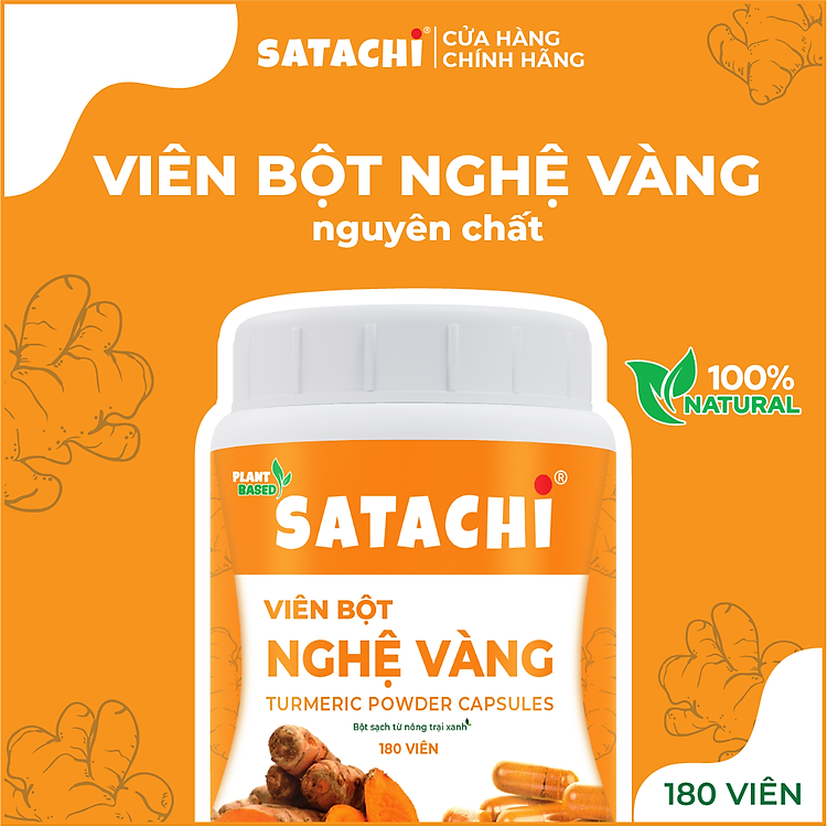 Viên Bột Nghệ Nguyên Chất SATACHI – 100% Nghệ – Dạng Viên Tiện Lợi – Hộp 180 viên