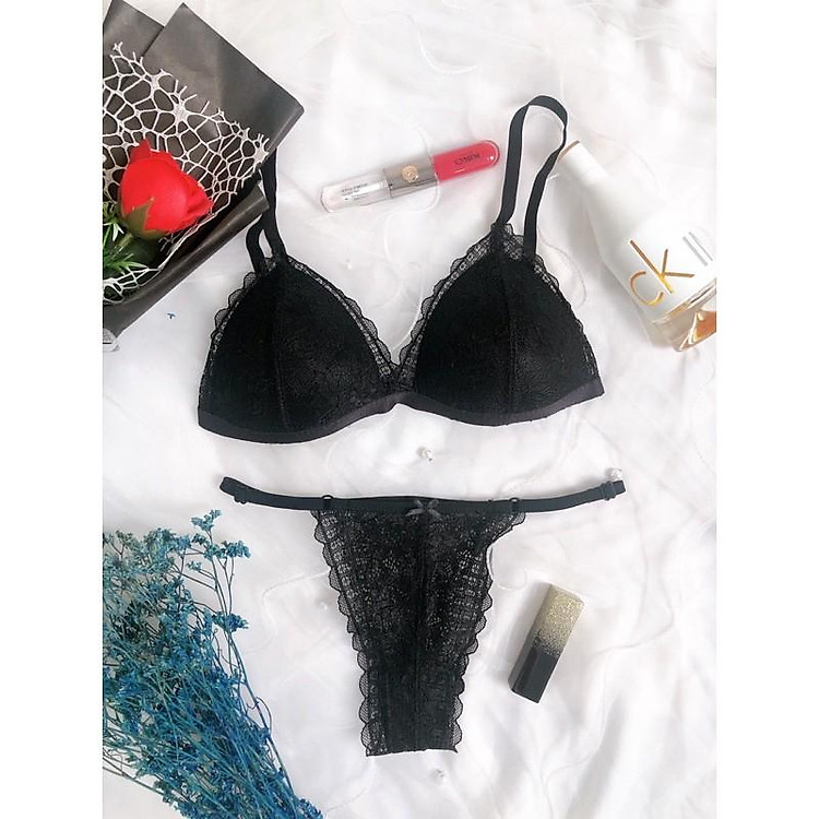 Artemis black - Set lót ren áo bra không gọng mút mỏng