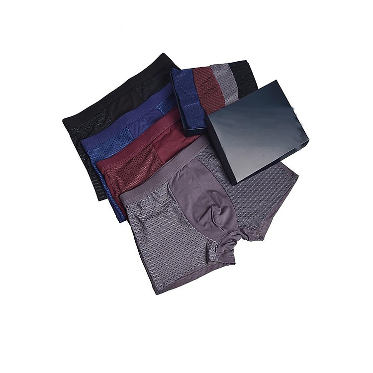 Combo 4 Quần Sịp Đùi Boxer Thông Hơi Thoáng Mát - Quần Lót Nam (Giao Màu Ngẫu Nhiên)