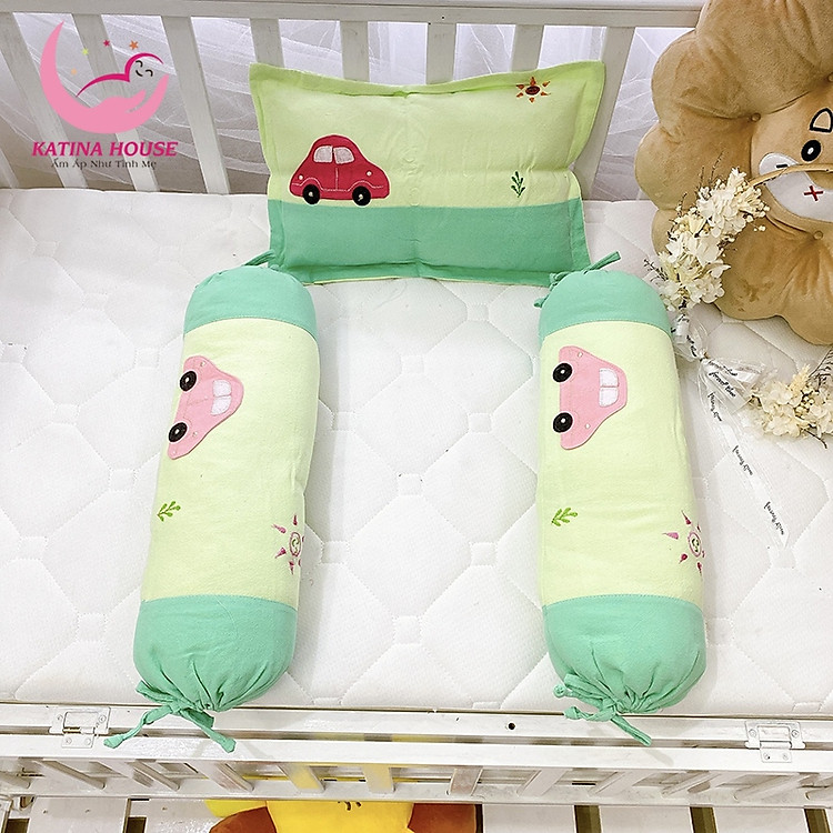 Bộ gối nằm gối ôm cho bé Katina House (3tháng-2t), vải cotton cara mềm mại thoáng mát