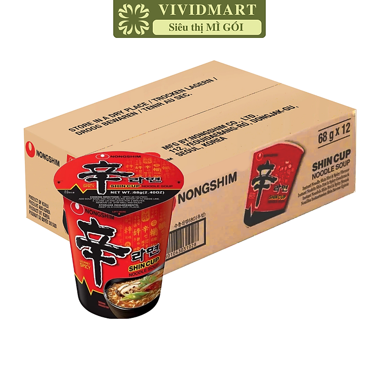 NONGSHIM - Mì ly Shin Ramyun truyền thống, Mì ly Nongshim Shin Ramyun, Mì ly Nongshim Hàn Quốc, Mì Shin Ramyun ly (68g/ly)