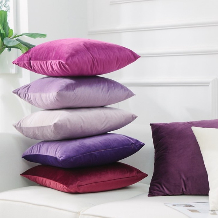 Gối tựa sofa màu trơn nhung cao cấp PA9238