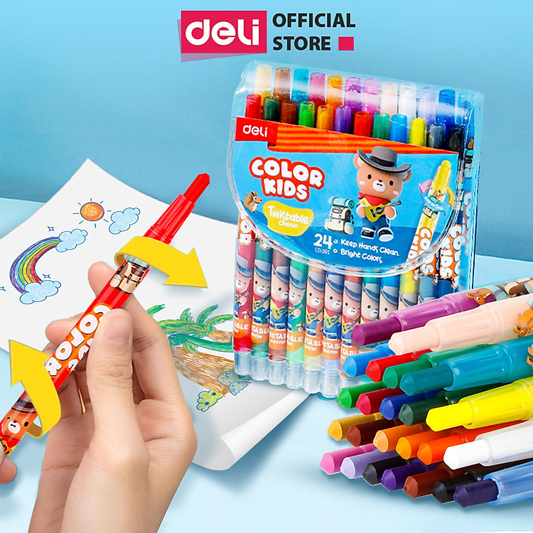 Bút Sáp Vặn Gấu Con Deli (24 màu)