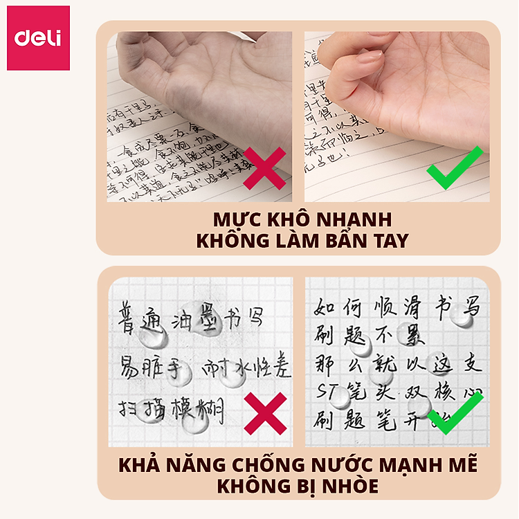 Bút Bi Nước Mực Gel Bấm Deli 0.5mm (Ngòi đen) - Ảnh 2