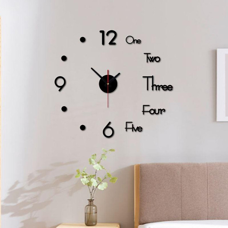 Đồng hồ dán tường TERAX tráng gương trang trí hiện đại - dùng pin con thỏ