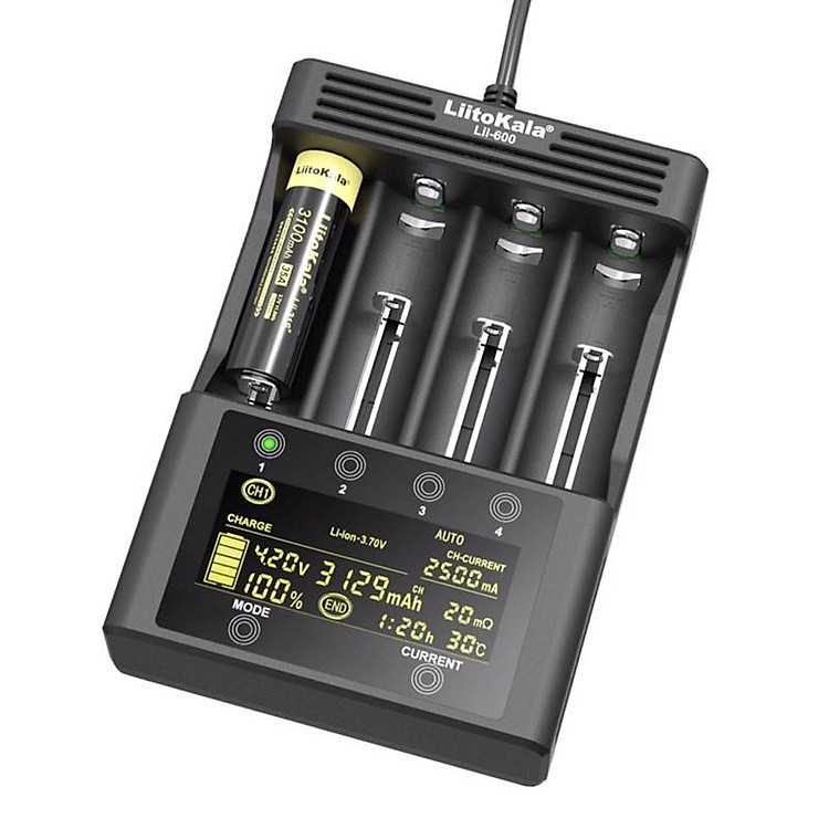 Bộ sạc đa năng Liitokala Lii-600 Test Pin Ni-MH Li-ion 18650 3.7V 18350 18500 21700 26650 AA AAA