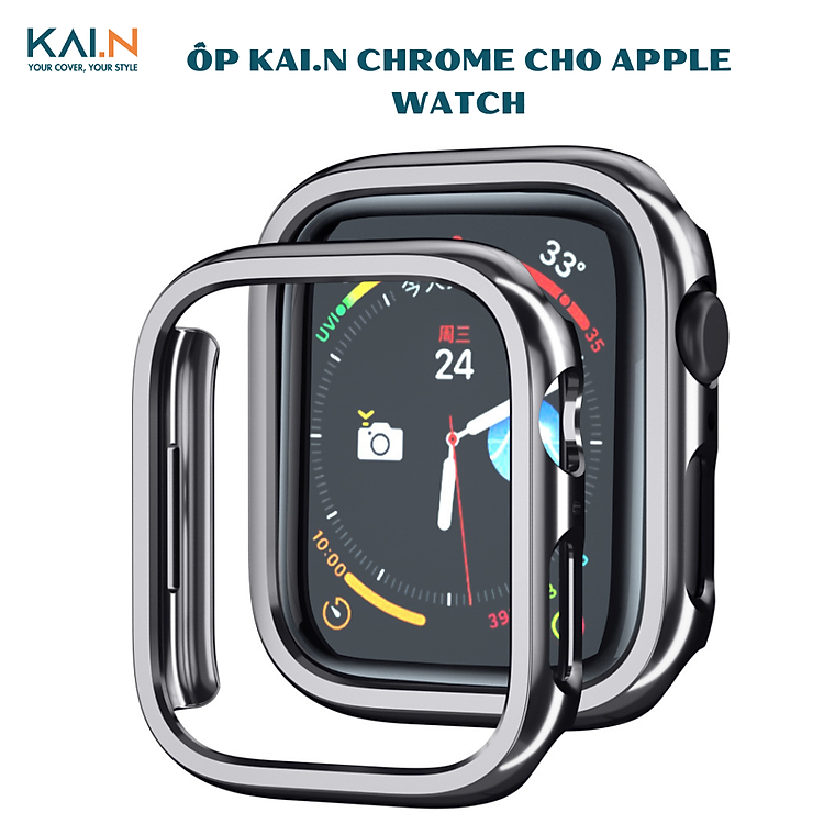 Ốp Case Siêu Mỏng Mạ Tĩnh Điện Dành Cho Apple Watch Ultra 2/ Ultra/ 4/5/6/7/8/9/10/ SE, Kai.N Chrome- Hàng chính hãng