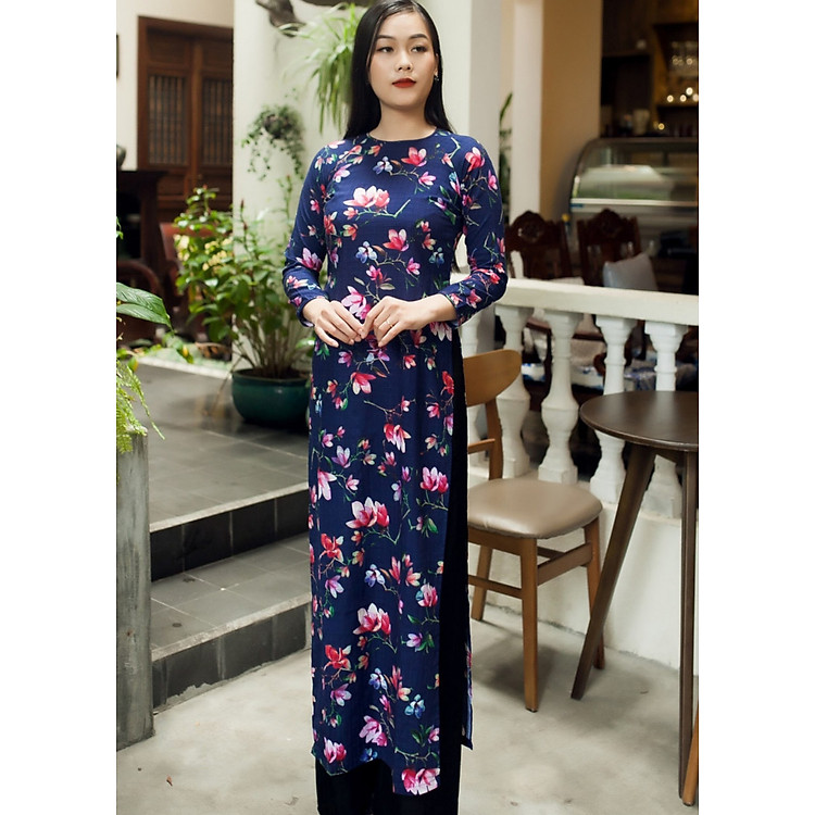 Áo Dài Hoa Chất Liệu Linen Cotton Thanh Lịch